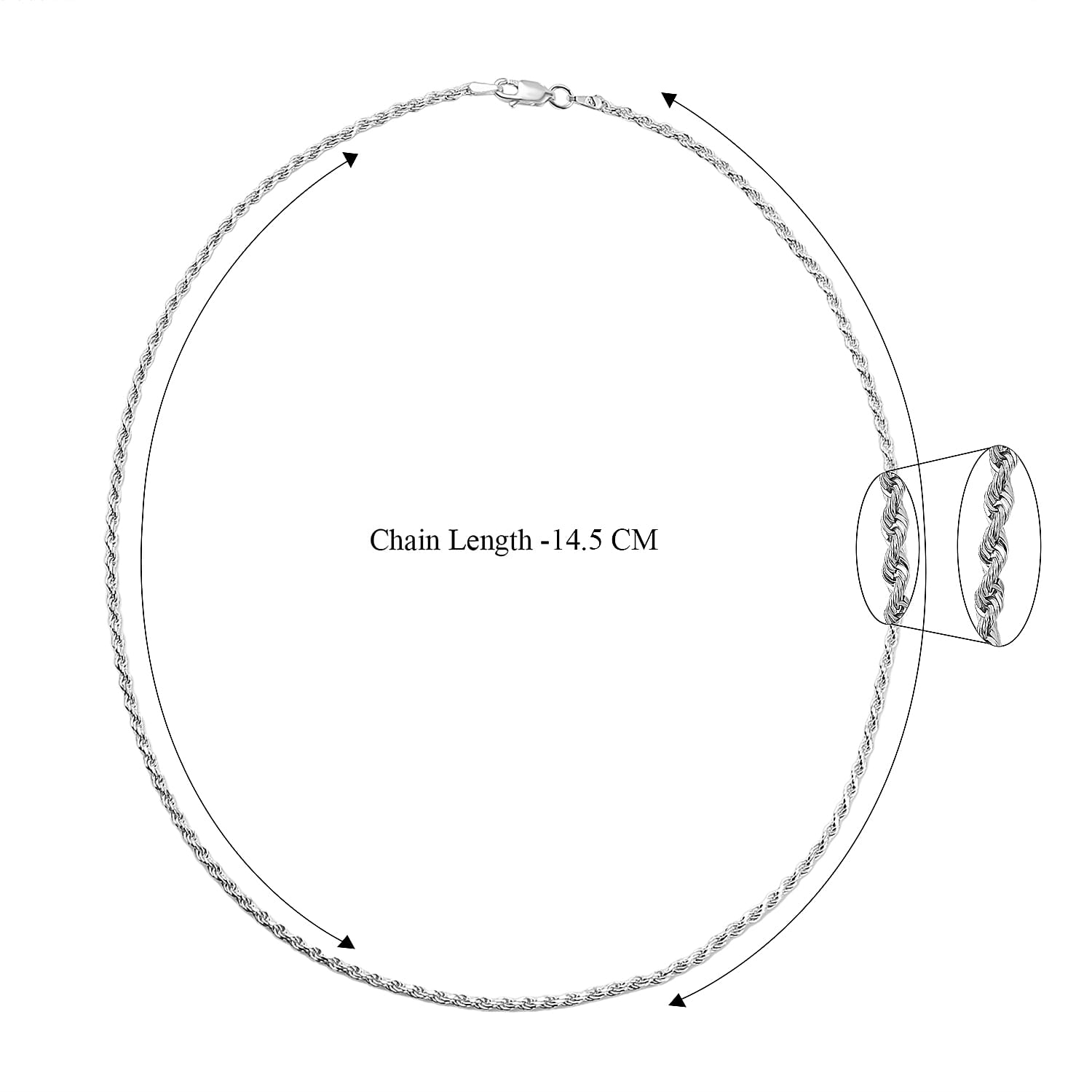 Sterling Silver Chain (Size - 16), Silver Wt.5.2 Gms Sterling Silver Chain (Size - 16), Silver Wt.5.2 Gms