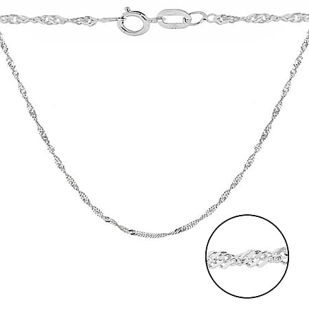 Silver 2.2 MM Curb Chain with Spring Ring Clasp 18 Inch Diamond Cut, 3.8 Gms