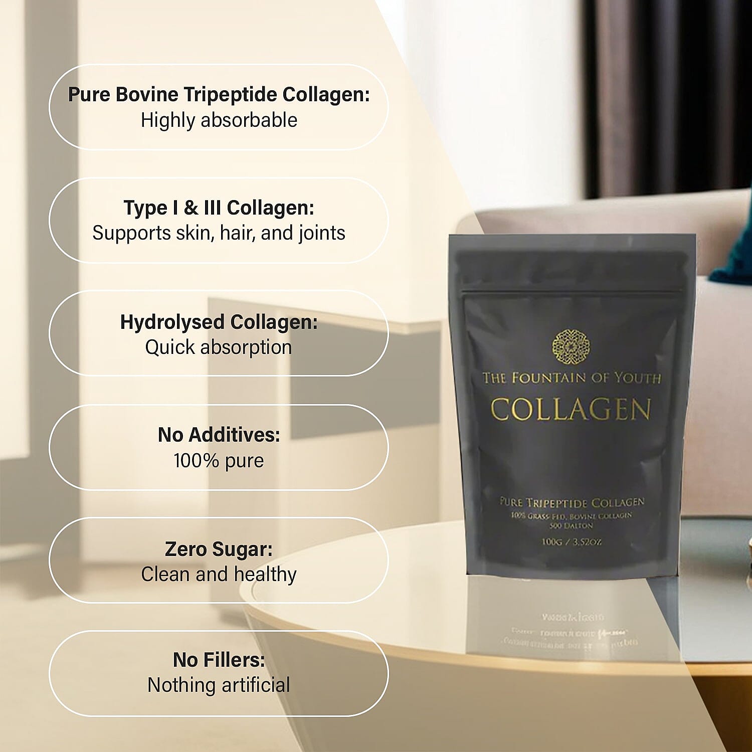 Brand New Fountain of Youth Lifestyle Pure Tripeptide Collagen Set - 100gm