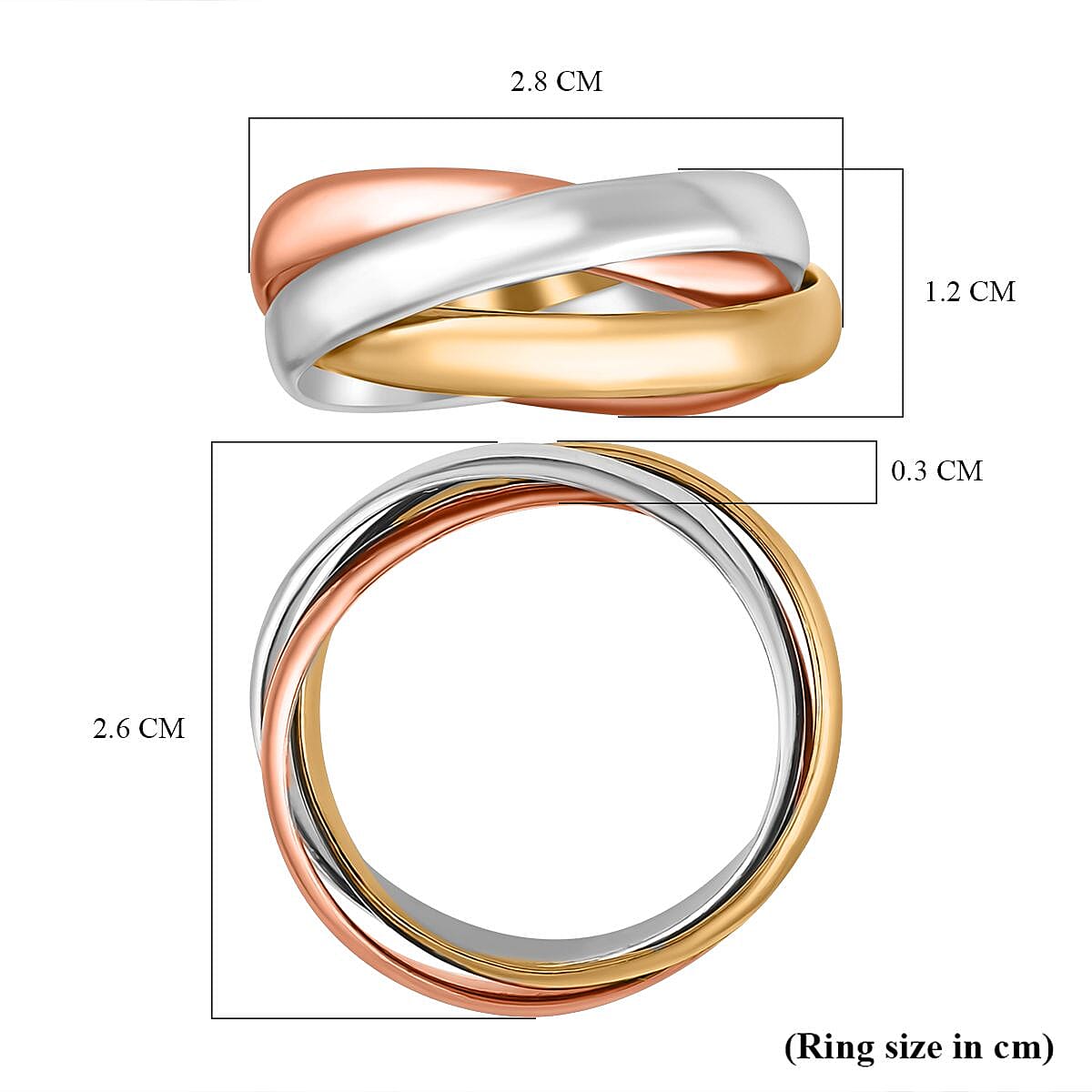 Rachel Galley - Tri Color Gold Sterling Silver Criss Cross Ring