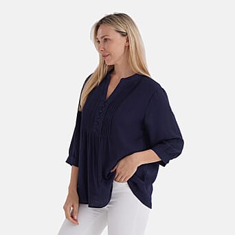 https://tjcuk.sirv.com/Products/81/0/8106595/La-Marey-Pintuck-Button-Blouse-Size-16-to-18-Navy_8106595_3.jpg?w=342&h=342