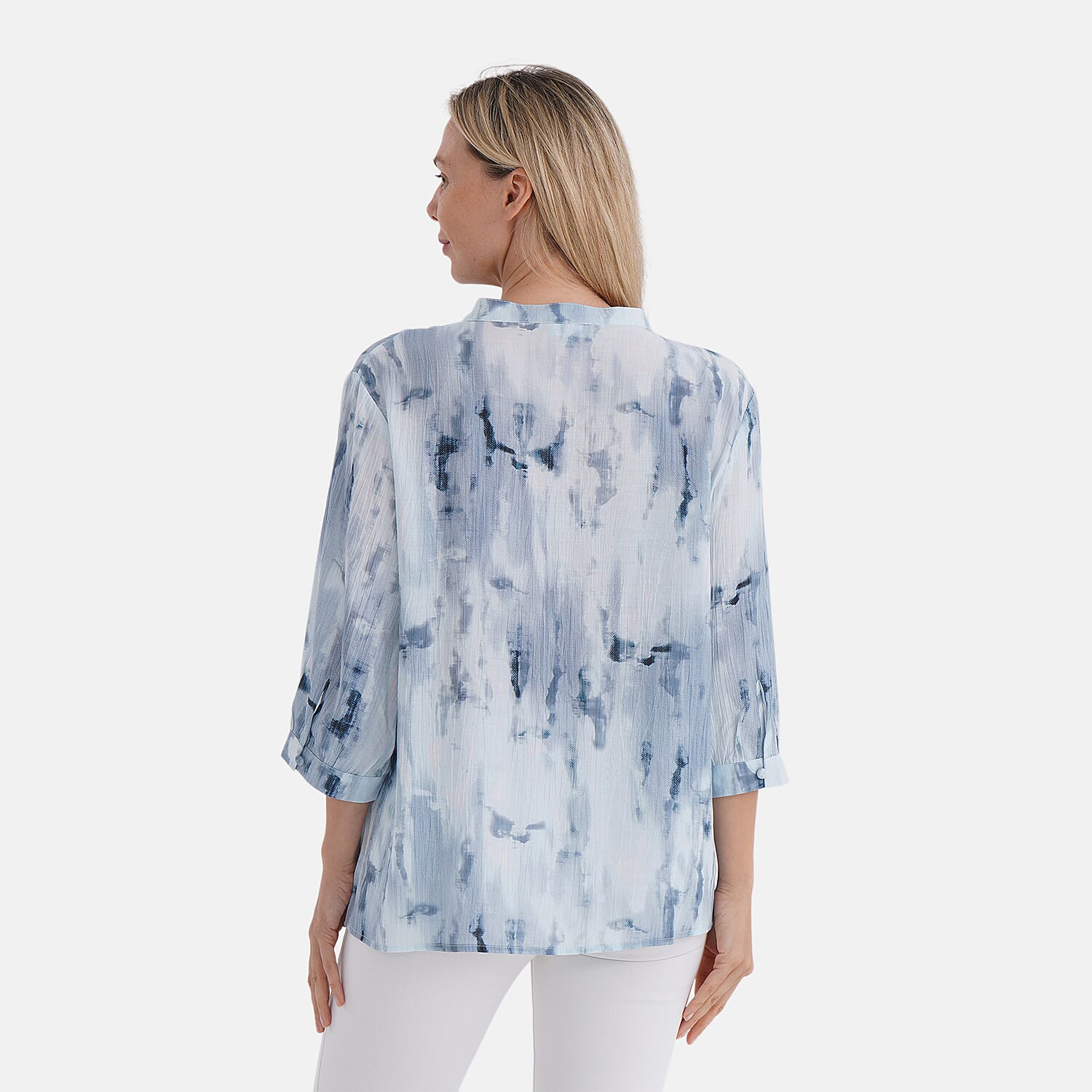 LA MAREY Womens Printed Button Blouse