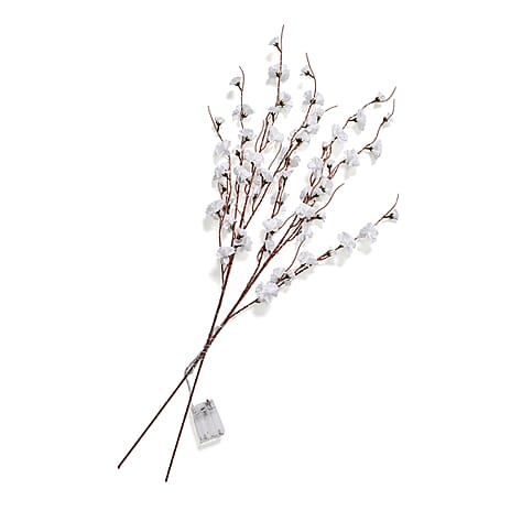 Set of 2- Decorative Floral String LED Lights Powered by 3xAA Battery (Excluded) 90cm - White