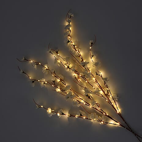 Set of 2- Decorative Floral String LED Lights Powered by 3xAA Battery (Excluded) 90cm - White