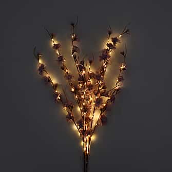 Set of 2- Decorative Floral String LED Lights Powered by 3xAA Battery (Excluded) 90cm - Purple