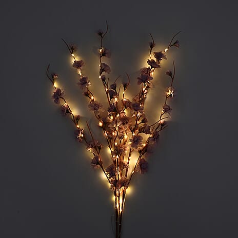 Set of 2- Decorative Floral String LED Lights Powered by 3xAA Battery (Excluded) 90cm - Purple