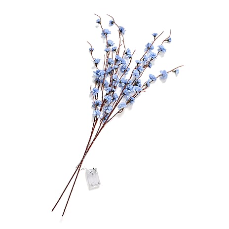 Set of 2- Decorative Floral String LED Lights Powered by 3xAA Battery (Excluded) 90cm - Blue