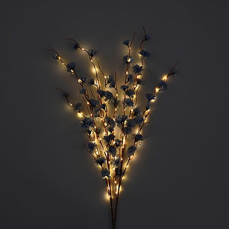 Set of 2- Decorative Floral String LED Lights Powered by 3xAA Battery (Excluded) 90cm - Blue