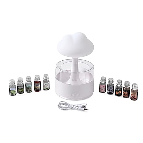 Homesmart Rainy Cloudy Humidifier with 7-Color LED Light - Including 10 Essential Oils  - White Aroma Diffuser
