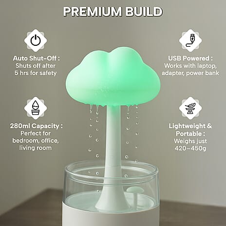 Homesmart Rainy Cloudy Humidifier with 7-Color LED Light - Including 10 Essential Oils  - White Aroma Diffuser