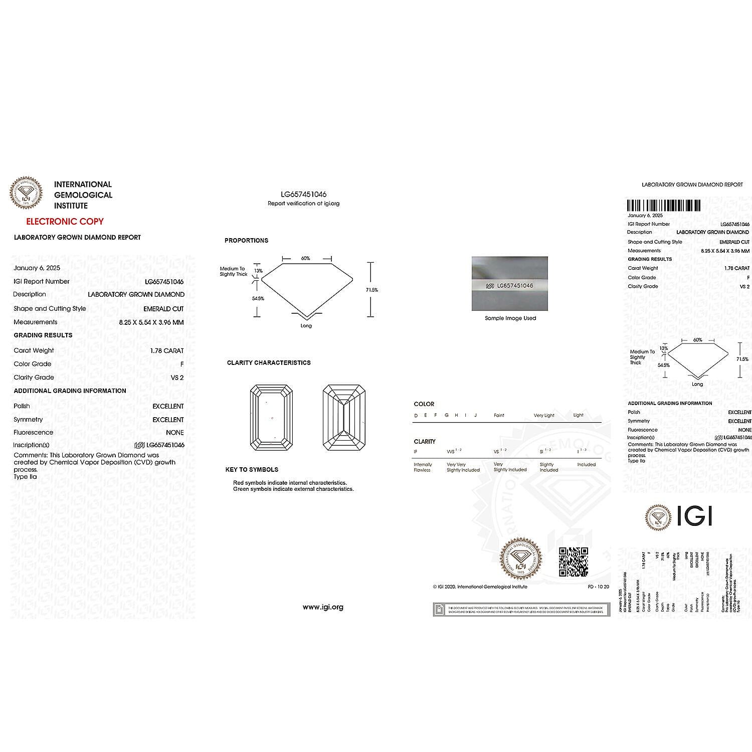 Luxuriant 950 Platinum IGI Certified (VS-EF) Lab Grown Diamond  Ring 2.00 Ct, Platinum Wt. 5.28 Gms.