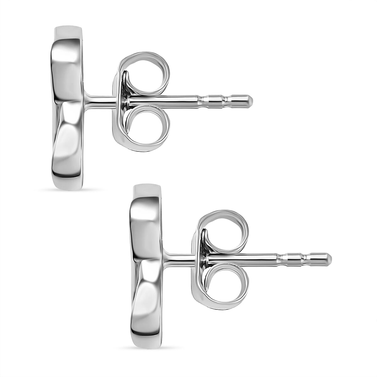Designer Inspired - Infinity Stud Push Back Earring in Rhodium Overlay Sterling Silver