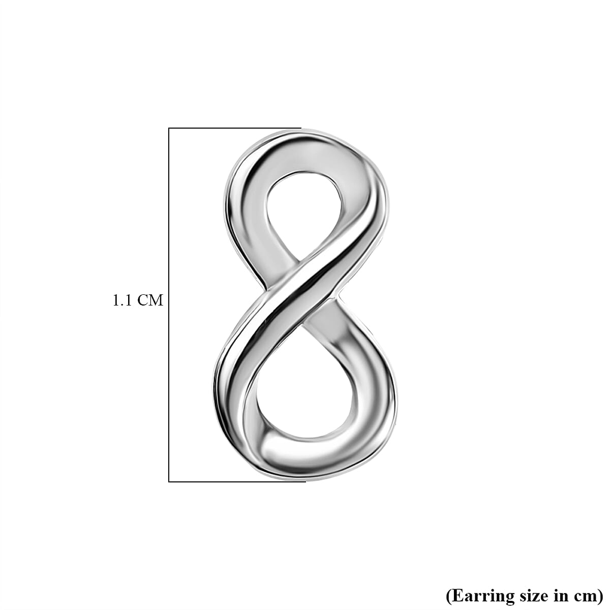 Designer Inspired - Infinity Stud Push Back Earring in Rhodium Overlay Sterling Silver