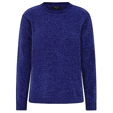 Emreco Plain Round Neck Chenille Jumper (Size XL) - Blue