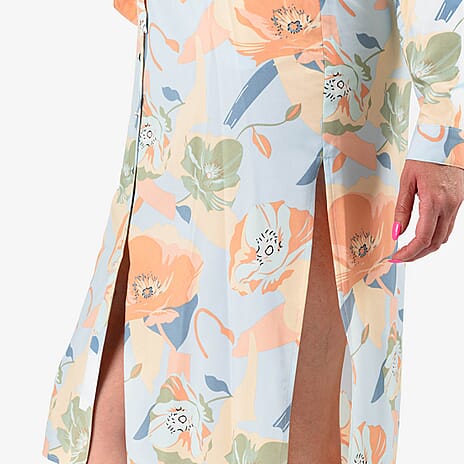 Closeout Deal - Floral Printed Belted Dress (Size - 18) - Pink