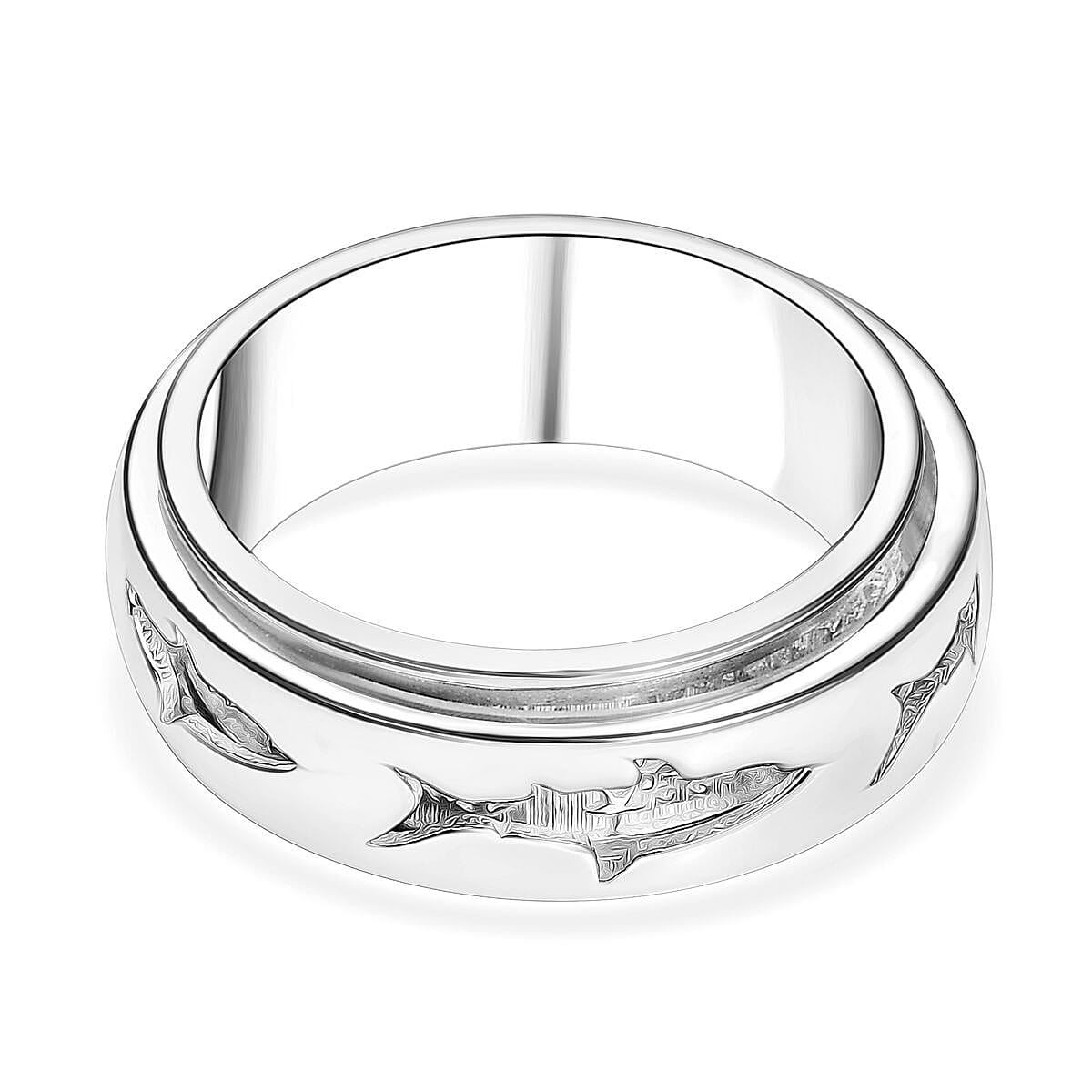 Rhodium Overlay Sterling Silver Band Ring Rhodium Overlay Sterling Silver Band Ring