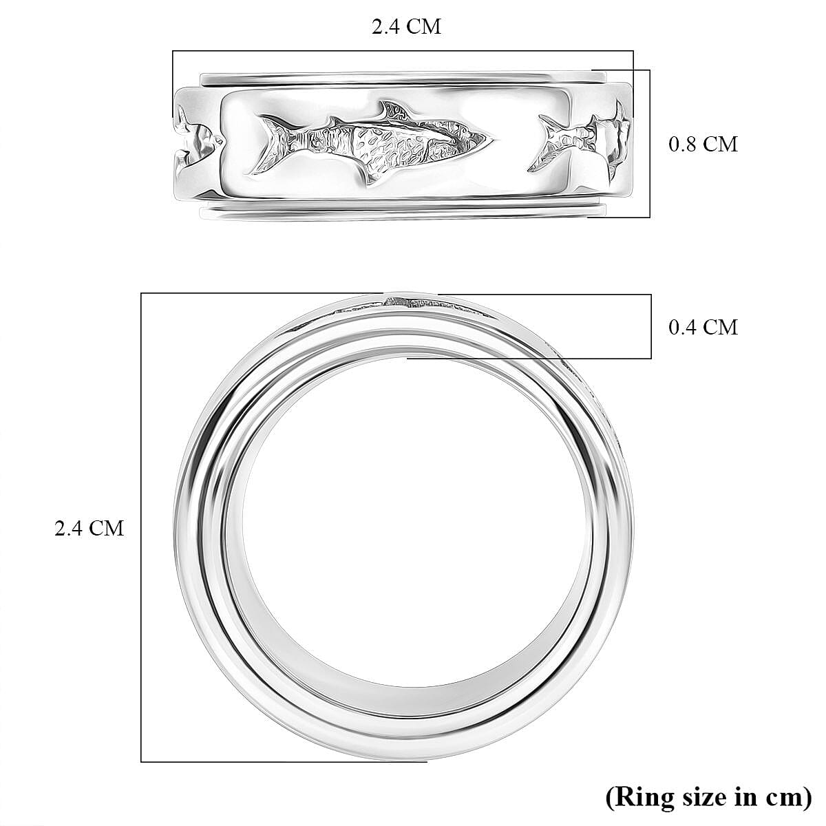 Rhodium Overlay Sterling Silver Band Ring Rhodium Overlay Sterling Silver Band Ring