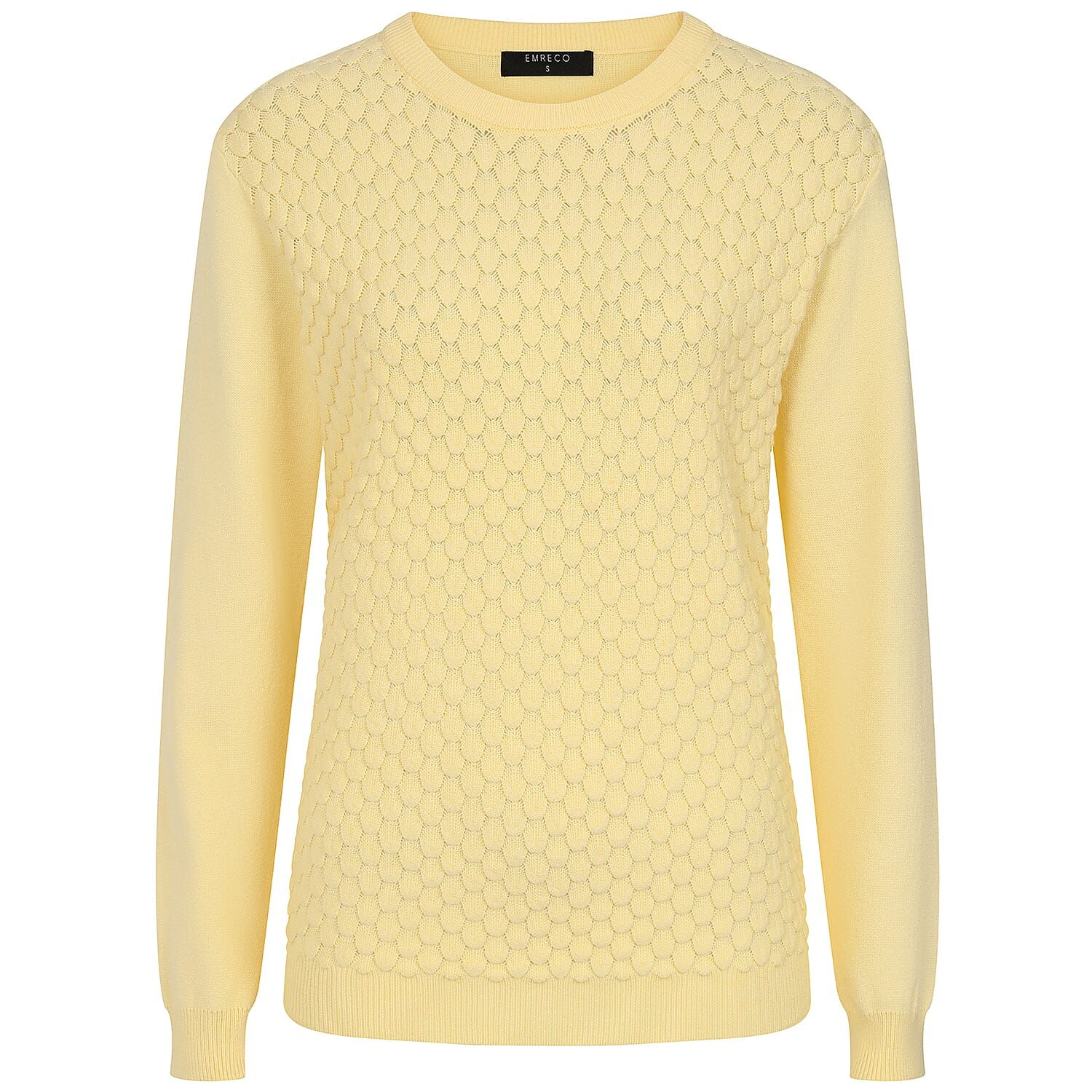 Emreco Womens Knitted Bubble Textured Round Neck Jumper