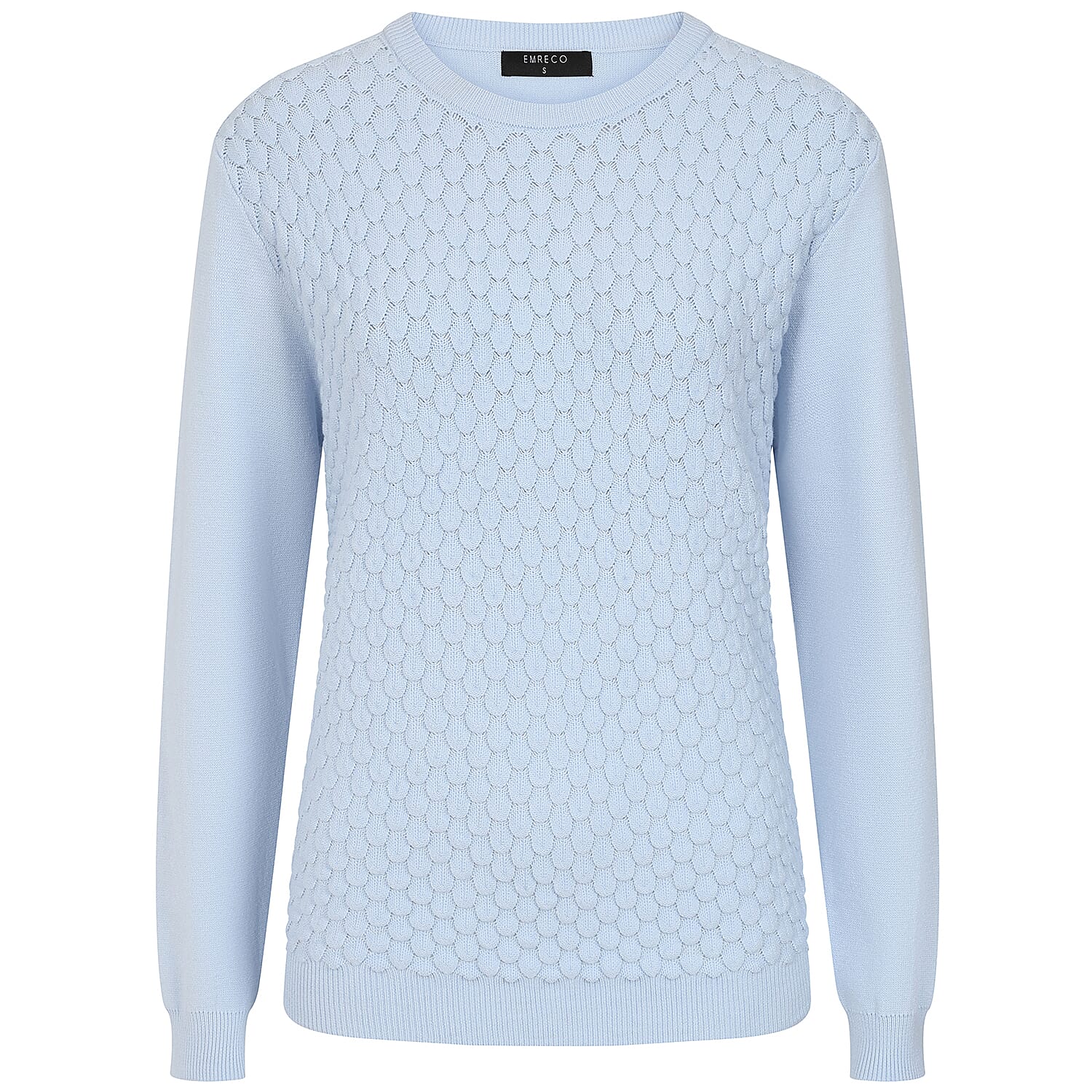 Emreco Womens Knitted Bubble Textured Round Neck Jumper