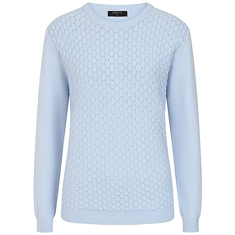Emreco Womens Knitted Bubble Textured Round Neck Jumper (Size XL) - Blue