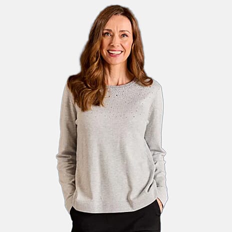 Emreco Sparkle Neckline Jumper (Size L) - Silver