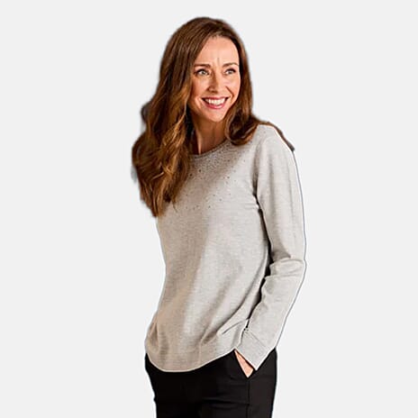 Emreco Sparkle Neckline Jumper (Size S) - Silver