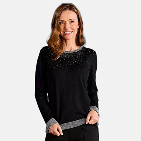 Emreco Sparkle Neckline Jumper (Size XL) - Black