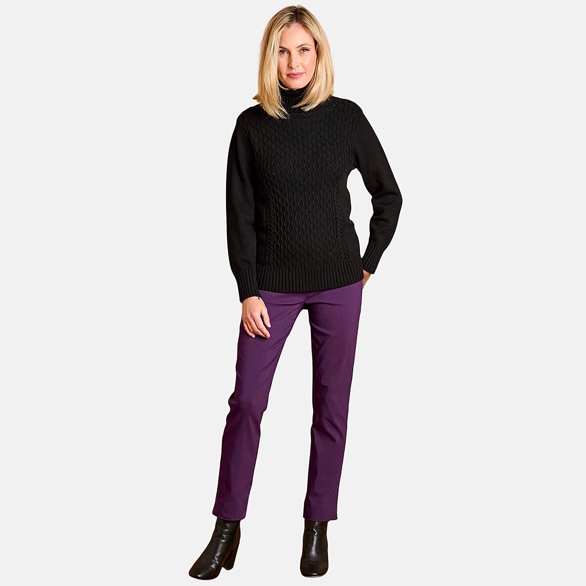 Emreco Chunky Cable Front Roll Neck Jumper 