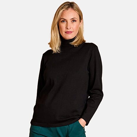 Basic Roll Neck Jumper (Size L, 16-18) - Black