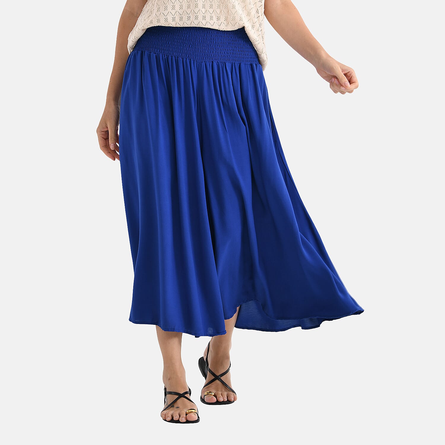 TAMSY Womens Relaxed Fit Elastic Waist Wide Leg Culottes