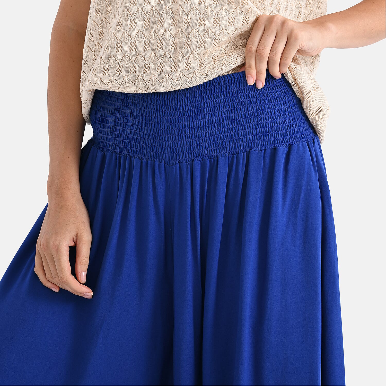 TAMSY Womens Relaxed Fit Elastic Waist Wide Leg Culottes