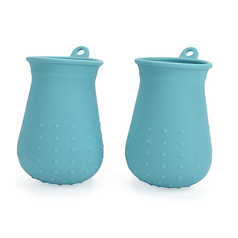 Set of 2 Silicone Dog Paw Washers - Portable Pet Foot Cleaner - Blue