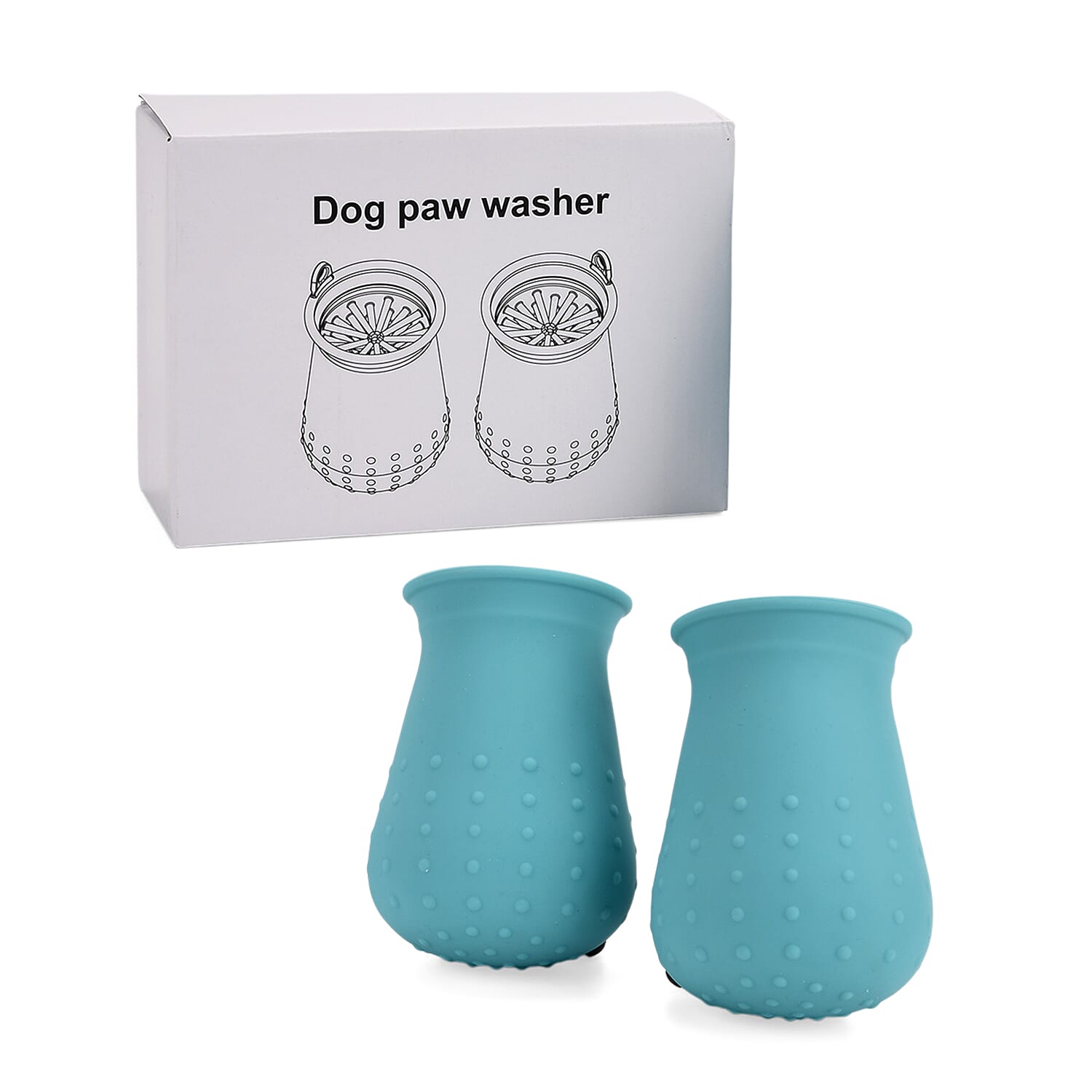 Set of 2 Silicone Dog Paw Washers - Portable Pet Foot Cleaner - Blue