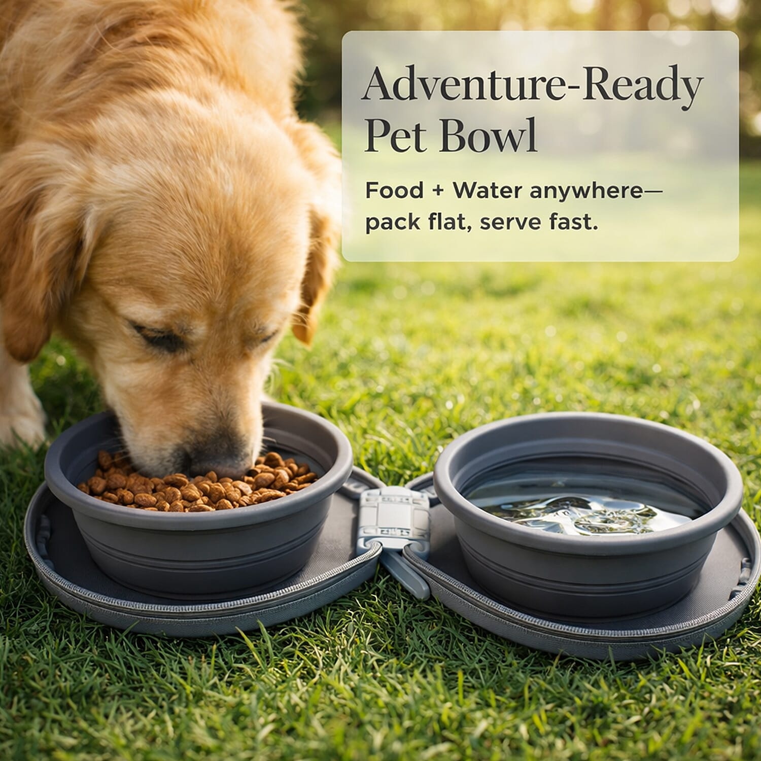 Pet Collapsible Water Bowl - Grey