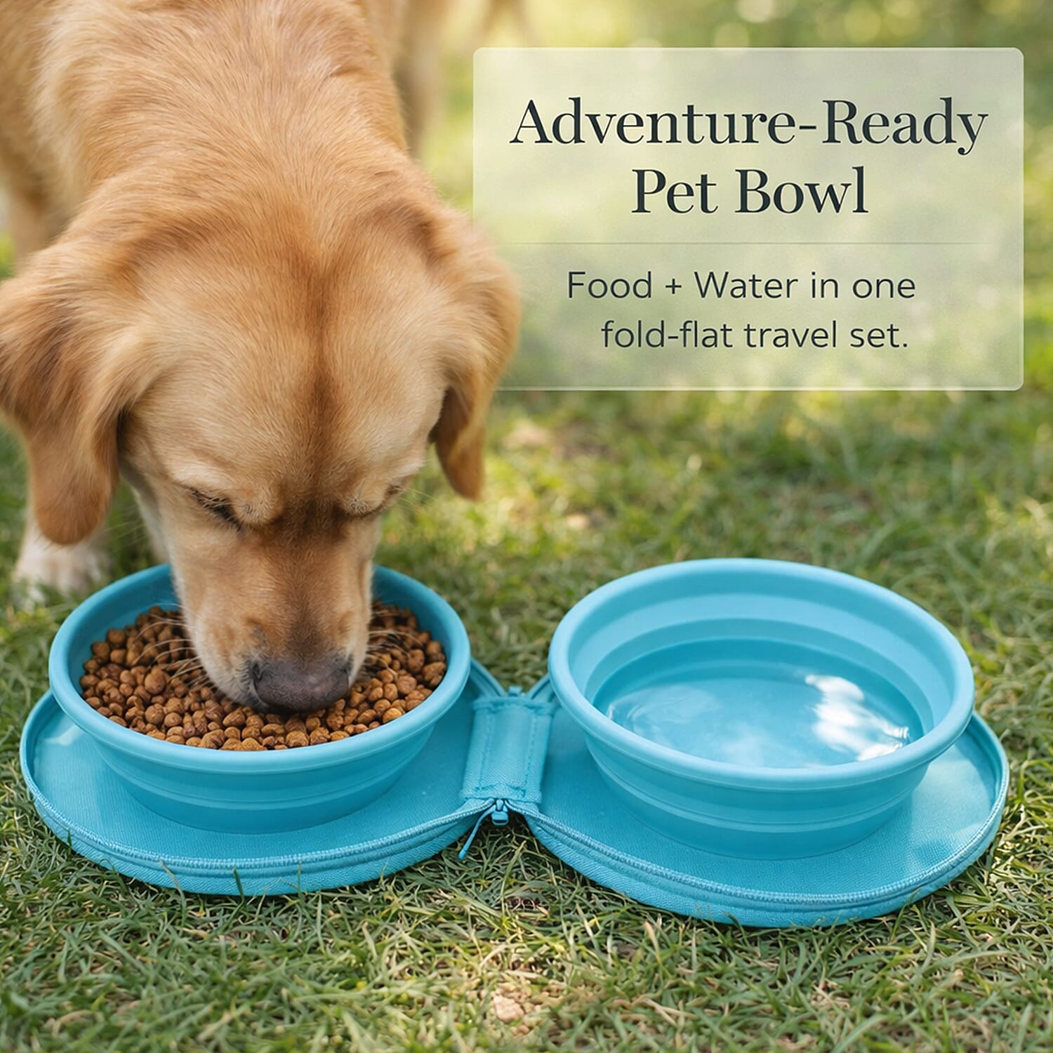 Pet Collapsible Water Bowl - Turquoise