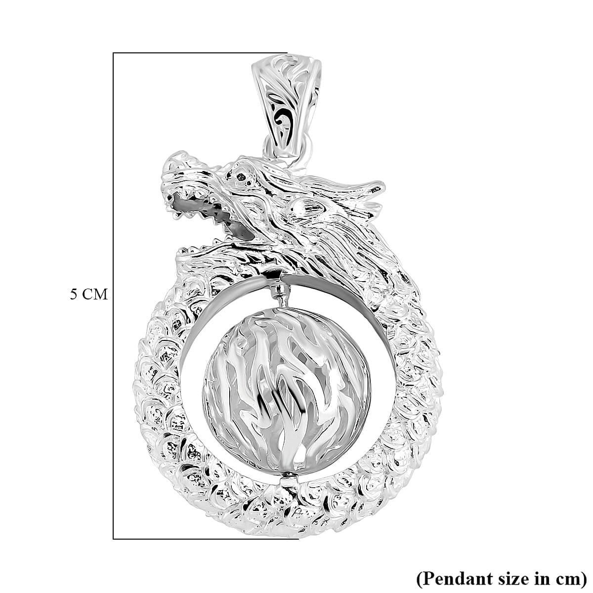 Royal Bali Collection - Handmade Dragon Sterling Silver Spinner Pendant, Silver Wt.15.97 Gms. Royal Bali Collection - Handmade Dragon Sterling Silver Spinner Pendant, Silver Wt.15.97 Gms.