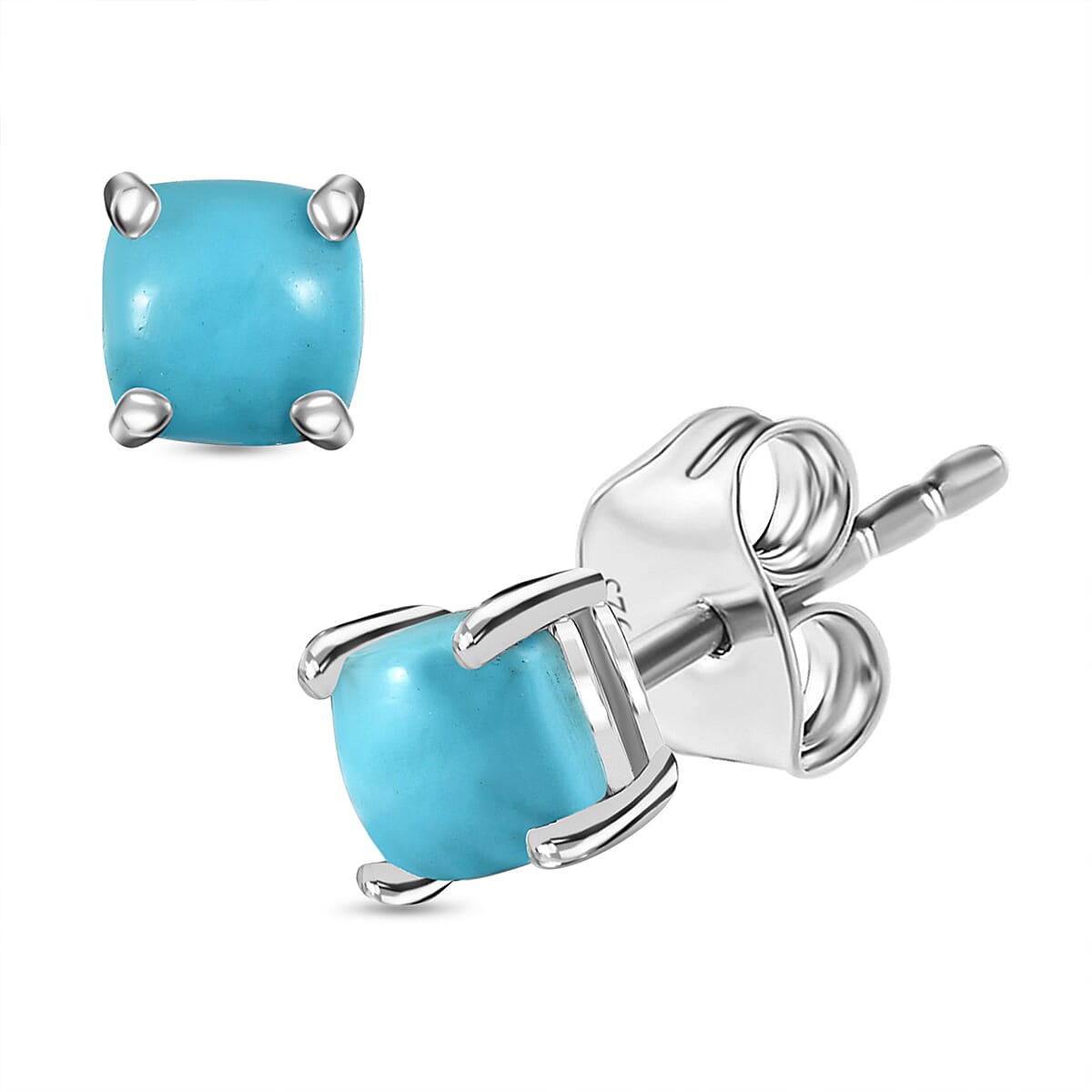 Lagoon Turquoise Solitaire Stud Push Back Earring Sterling Silver