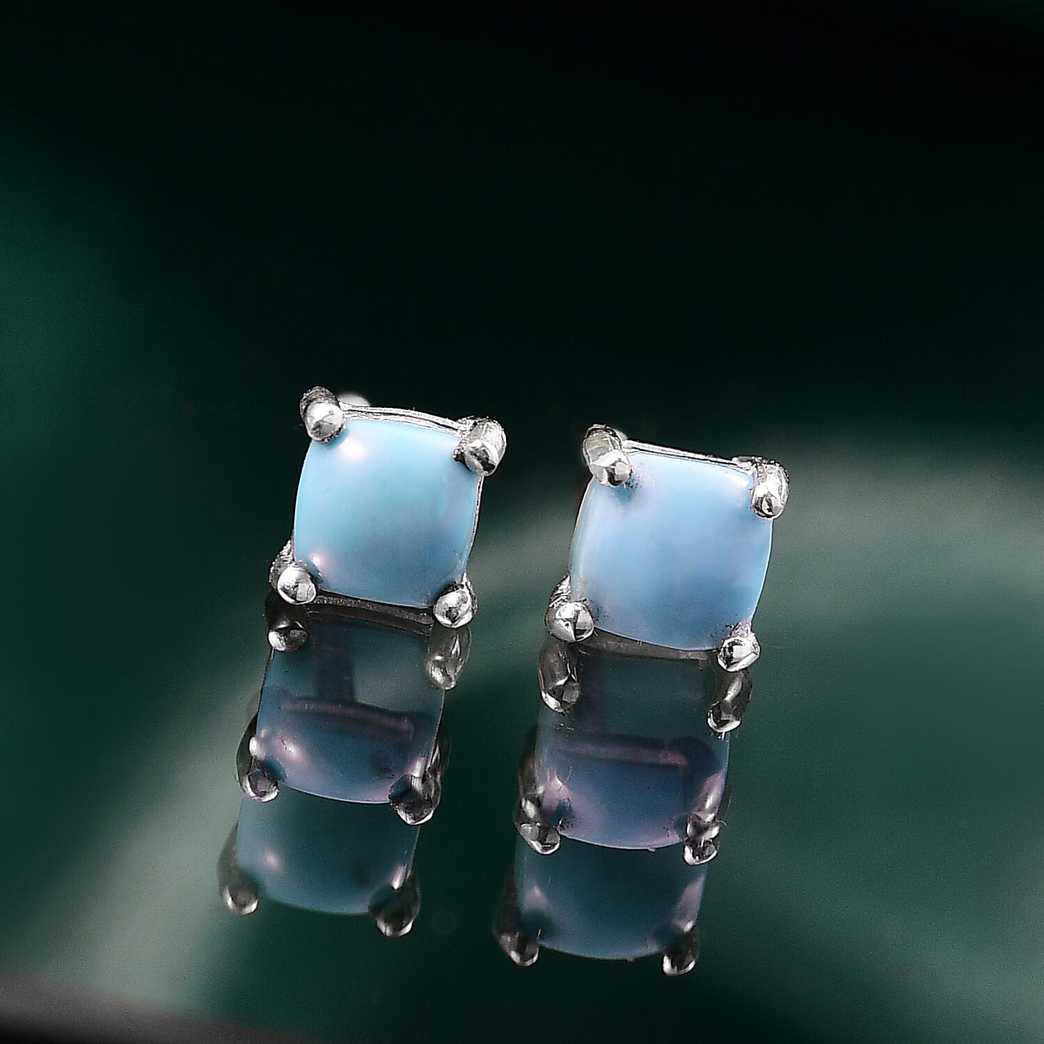 Lagoon Turquoise Solitaire Stud Push Back Earring Sterling Silver