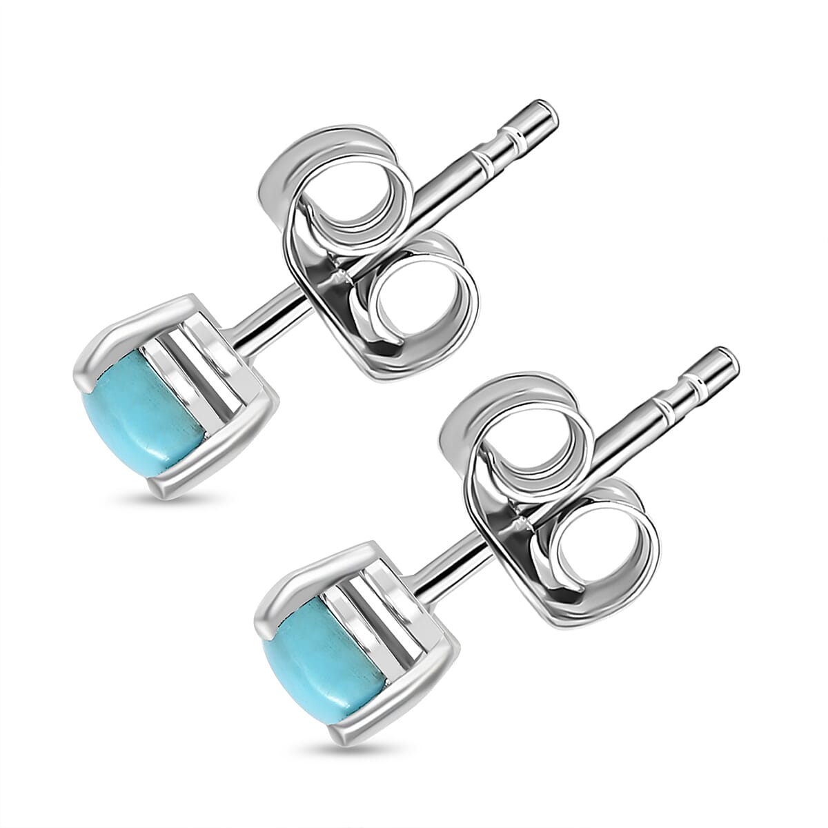 Lagoon Turquoise Solitaire Stud Push Back Earring Sterling Silver