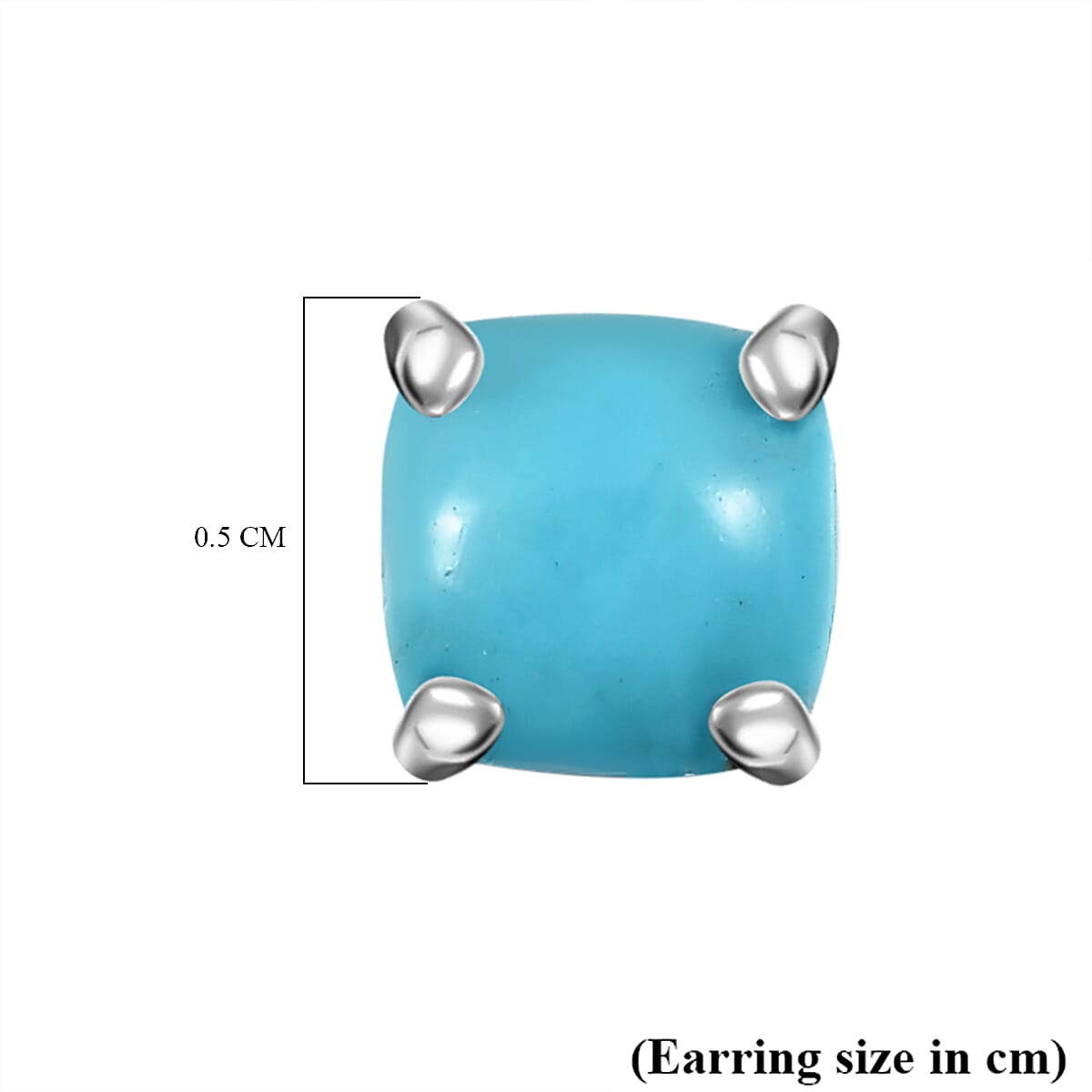 Lagoon Turquoise Solitaire Stud Push Back Earring Sterling Silver
