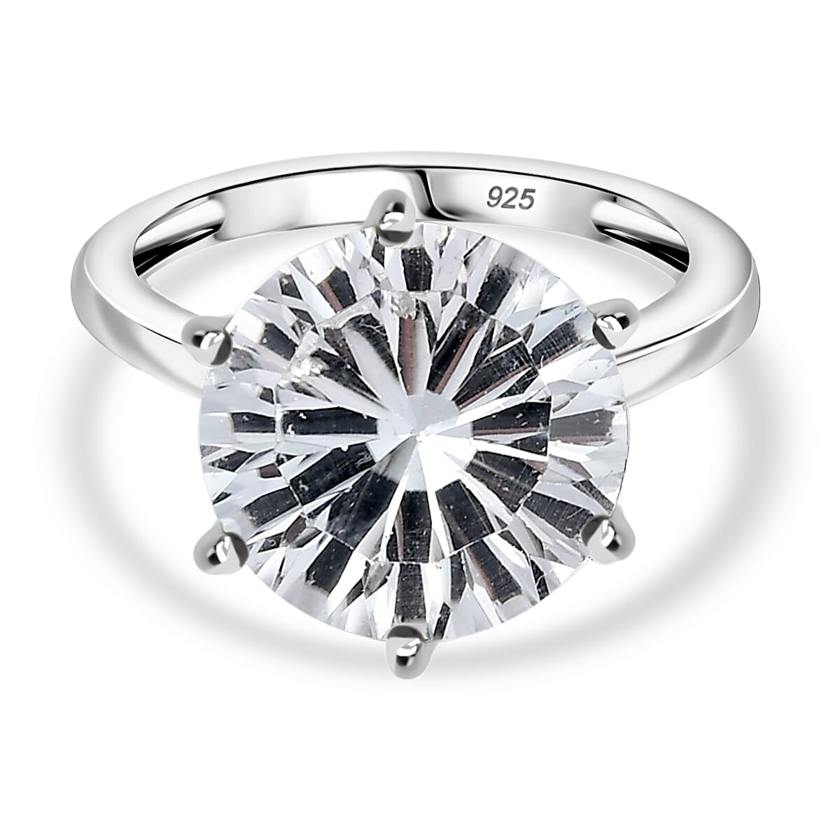 White Topaz Ring in Rhodium Overlay Sterling Silver  7.460  Ct.