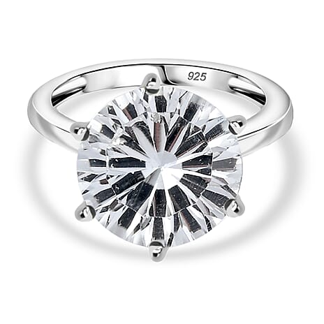 White Topaz Ring in Rhodium Overlay Sterling Silver  7.460  Ct.
