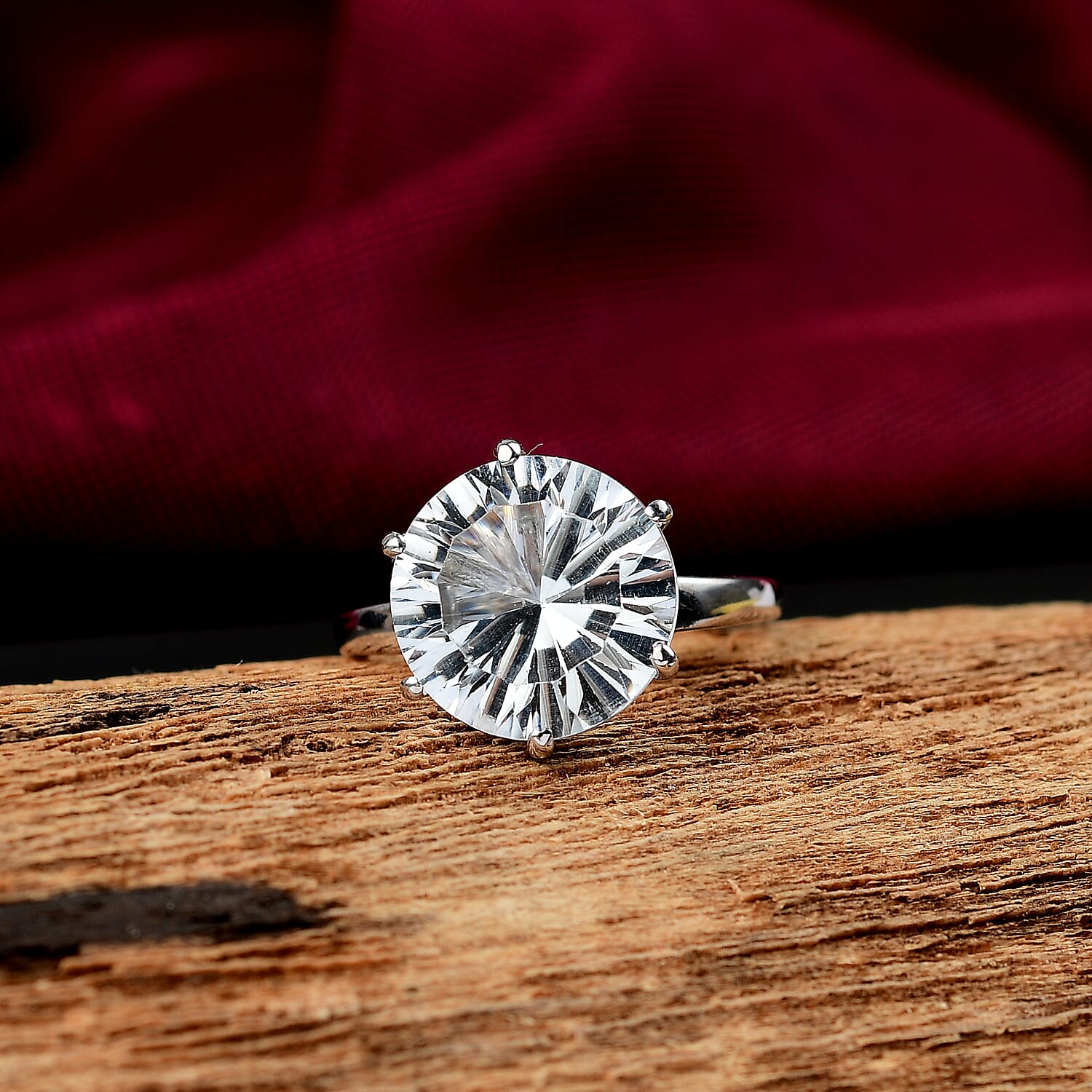 White Topaz Ring in Rhodium Overlay Sterling Silver  7.460  Ct.