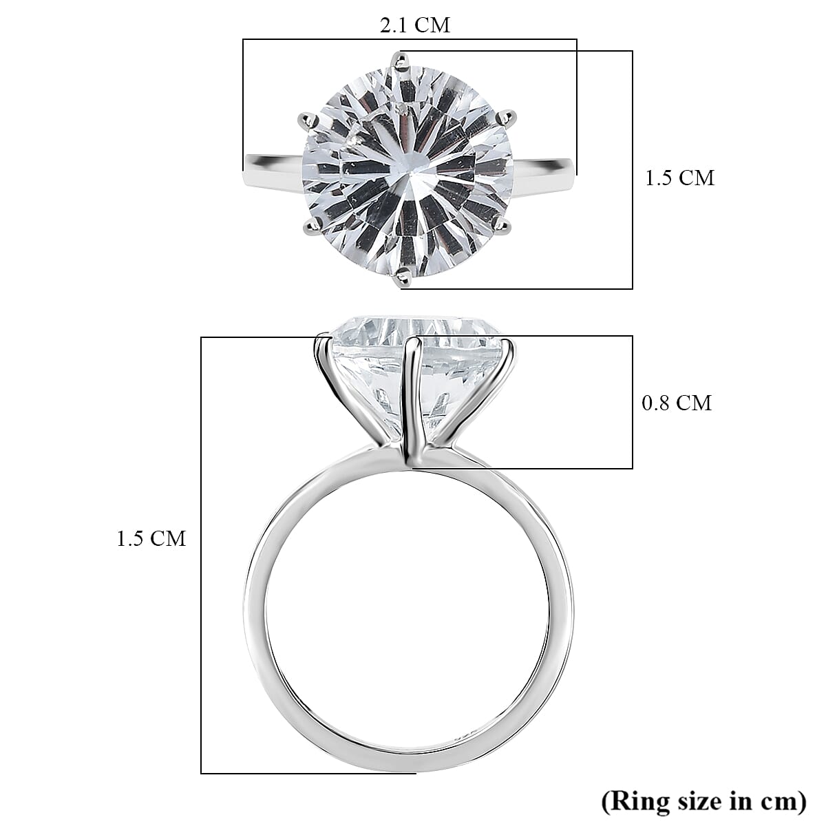 White Topaz Ring in Rhodium Overlay Sterling Silver  7.460  Ct.