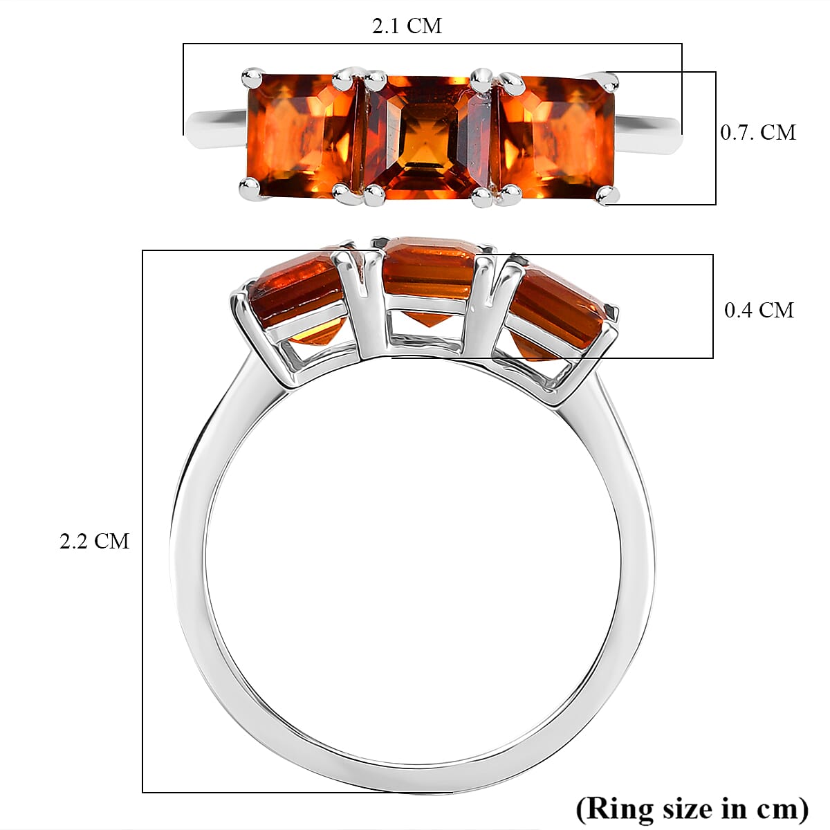 Cherry Citrine Cluster Ring Sterling Silver 1.82 Ct.
