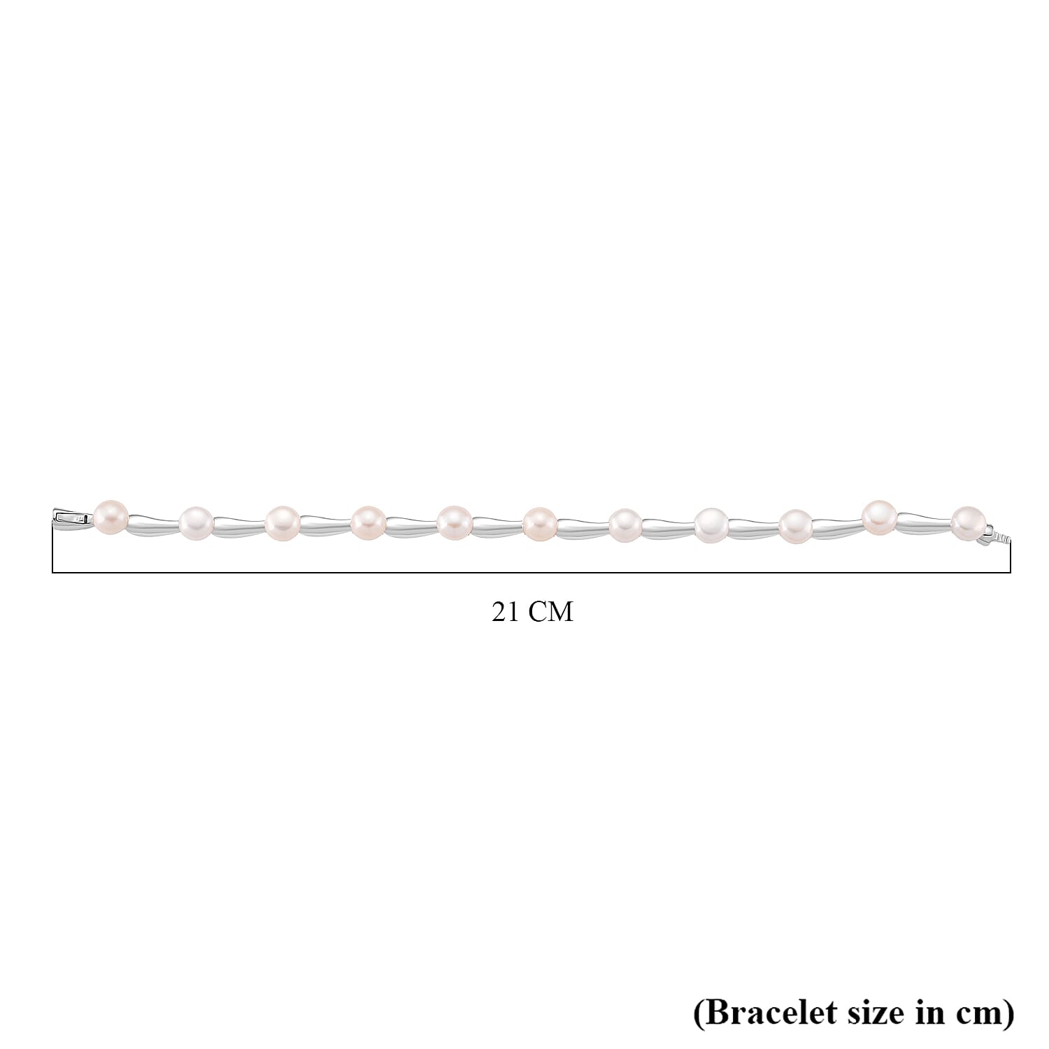 Lucy Q Pearl Drop Collection - White Fresh Water Pearl Bracelet (Size - 7) in Rhodium Overlay Sterling Silver 30.00 Ct, Silver Wt.14.60 Gms.