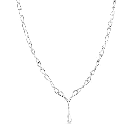 Lucy Q Drip Collection - Rhodium Overlay Sterling Silver T-Bar Clasp Necklace (Size 18), Silver Wt. 15.00 Gms.
