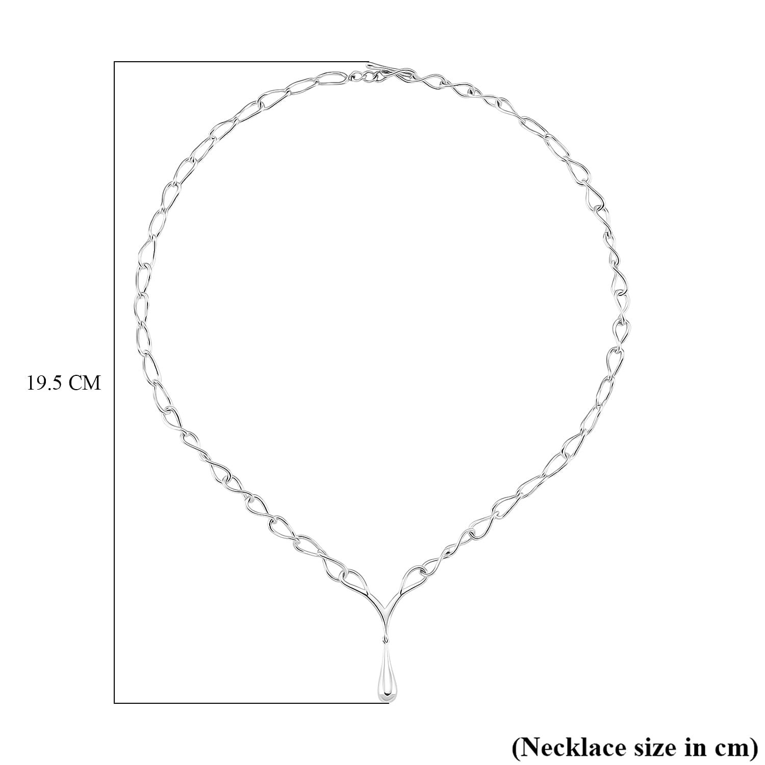 Lucy Q Drip Collection - Rhodium Overlay Sterling Silver T-Bar Clasp Necklace (Size 18), Silver Wt. 15.00 Gms.