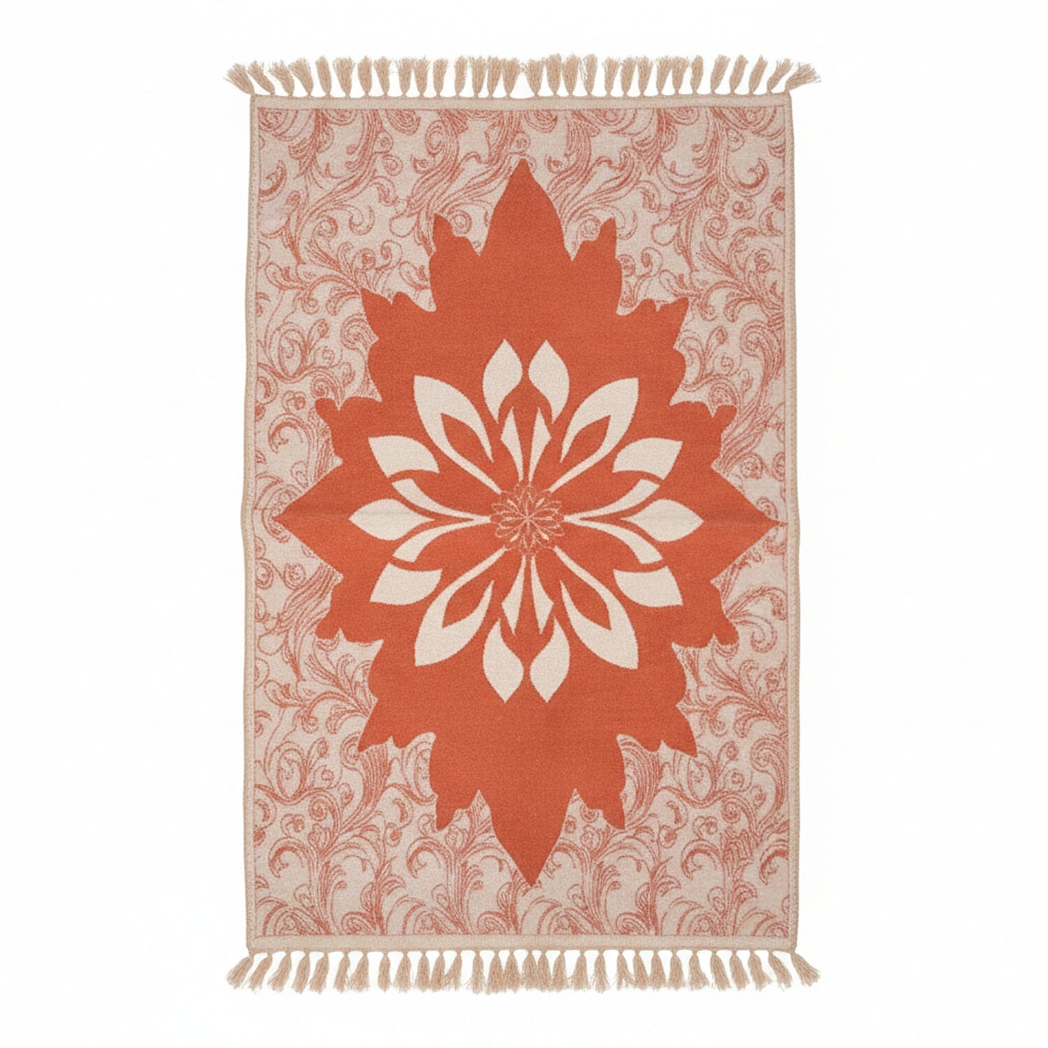 Turkish Floor Rug (Size 90x60cm) - Orange & Brown