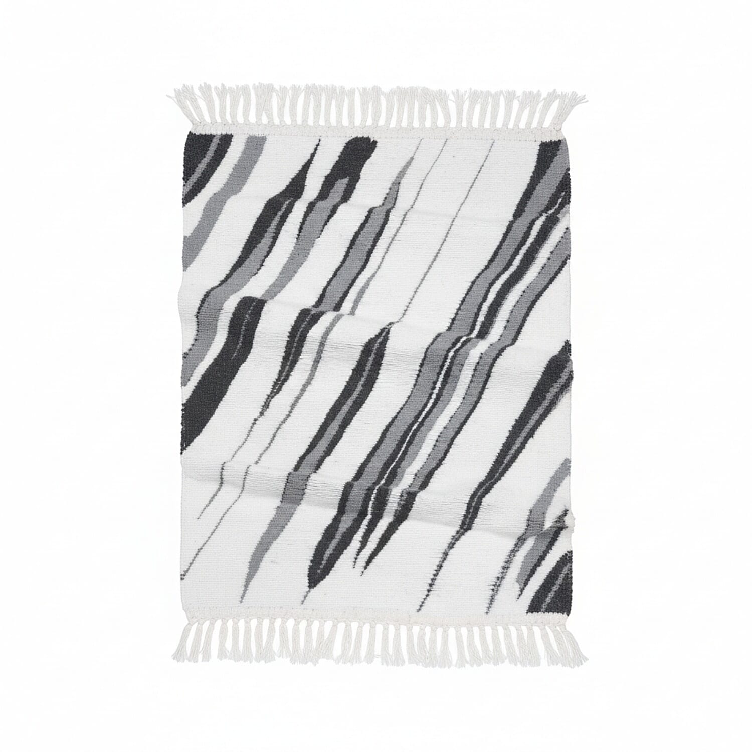 Eco-Friendly Turkish Floor Rug (Size 90x60cm) - Black & White